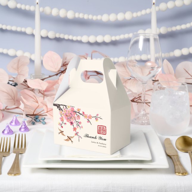 Chinesische Tintenmalerei Blume und Vogelhochzeit Geschenkschachtel (Hochzeit)