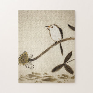 Chinesische traditionelle Tintenmalerei mit Vögel Puzzle