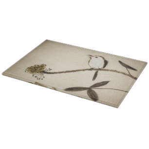 Chinesische traditionelle Tintenmalerei mit Vögeln Schneidebrett