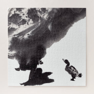 Chinesische Tuschekunst mit Entenmotiv Puzzle