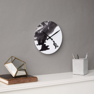 Chinesische Tuschekunst mit Entenmotiv Runde Wanduhr