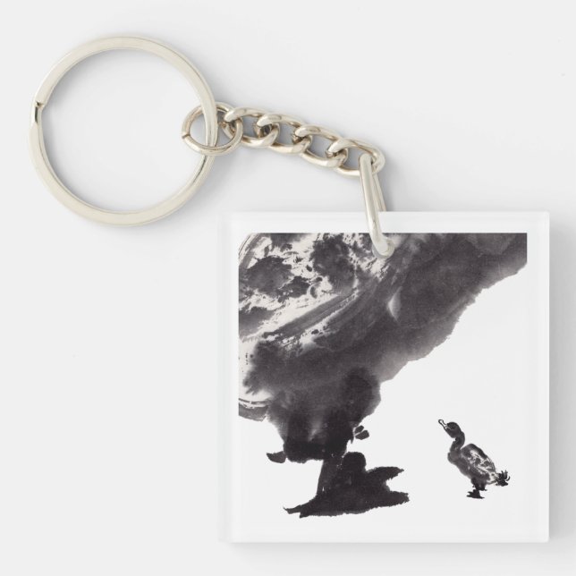 Chinesische Tuschekunst mit Entenmotiv Schlüsselanhänger (Vorderseite)