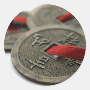 Chinesische viel Glück-Münzen Runder Aufkleber