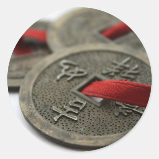 Chinesische Viel Glück-Münzen Runder Aufkleber