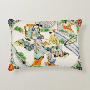 Chinesische Vintage Chinoiserie Blumen Dekokissen