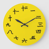 Chinesische Zahlen auf kaiserlicher gelber Wanduhr