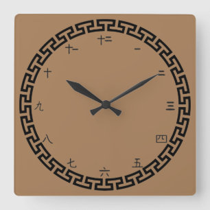 Chinesische Zahlen mit Grenze Quadratische Wanduhr