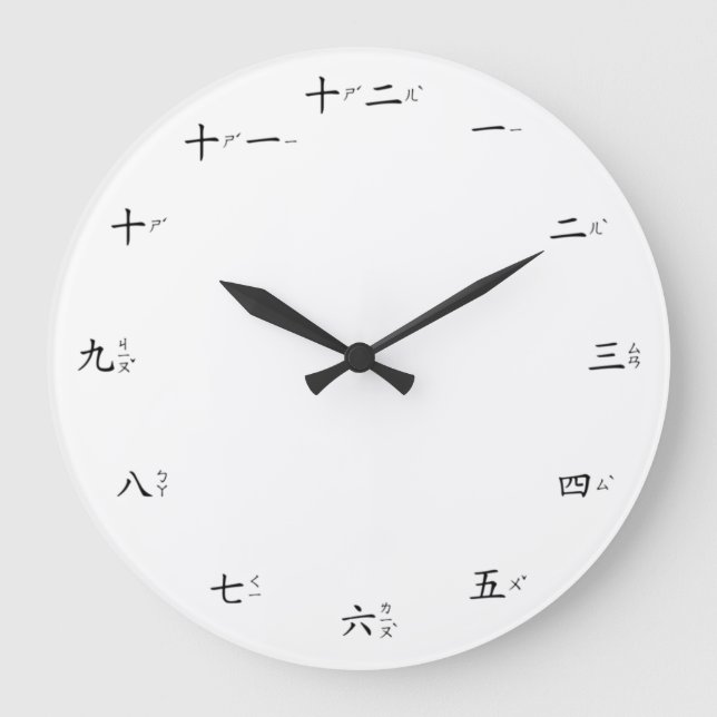 Chinesische Zahlen mit Zhuyin Fuhao Taiwanesisch Große Wanduhr (Vorderseite)