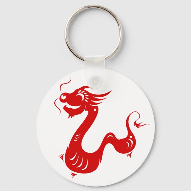 CHINESISCHE ZODIAC-DRAGON-PAPERCUT-ILLUSTRATION SCHLÜSSELANHÄNGER (Vorderseite)