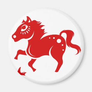 CHINESISCHE ZODIAC-HORSE-PAPERCUT-ILLUSTRATION MAGNET