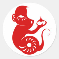 CHINESISCHE ZODIAC PAPERCUT MONKEY ILLUSTRATION
