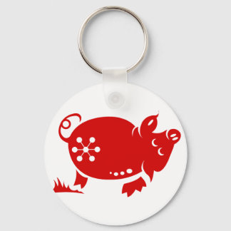 CHINESISCHE ZODIAC-SCHWEINPAPIERILLUSTRATION SCHLÜSSELANHÄNGER