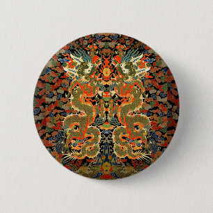 Chinesischer asiatischer Drache Farbige Kunst Button