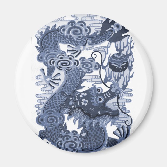 Chinesischer Blauer Drache - Kaiser Wasserdrache 2 Magnet (Vorne)