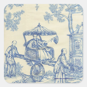Chinesischer Blauer Toile Quadratischer Aufkleber