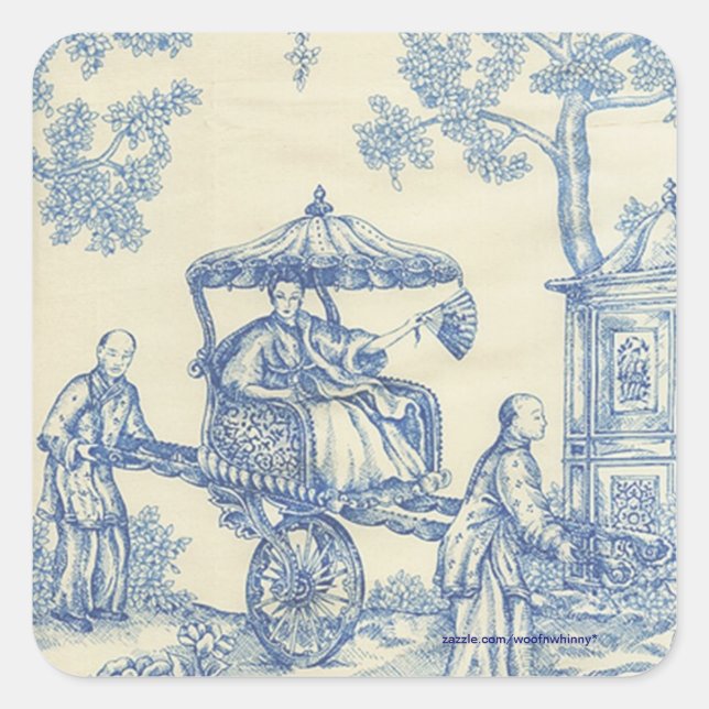 Chinesischer Blauer Toile Quadratischer Aufkleber (Vorderseite)