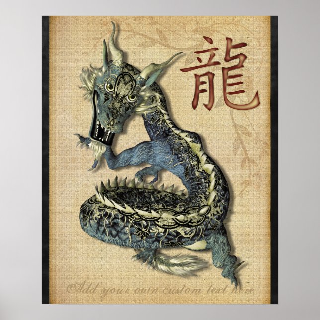 Chinesischer Blue Dragon Custom Print Poster (Vorne)