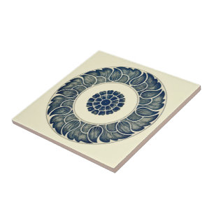 Chinesischer Blue Leaf Ring on White Background ~  Fliese