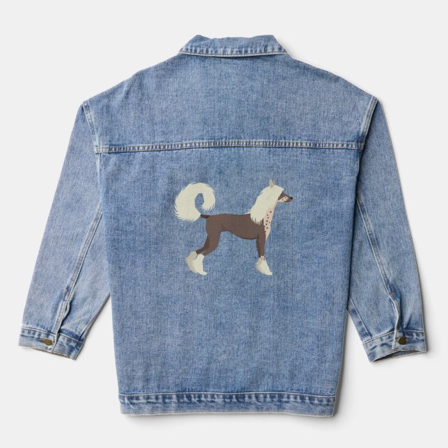 Chinesischer Crested Hund Jeansjacke (Rückseite)
