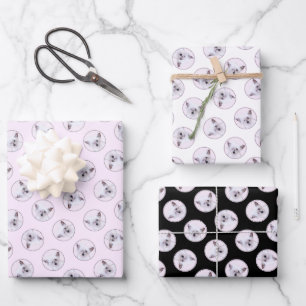 Chinesischer Crested Powderpuff Weiß Malerei Hund Geschenkpapier Set