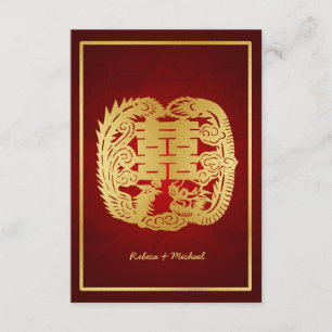 Chinesischer doppelter Glück-Drache/Phoenix-UAWG RSVP Karte