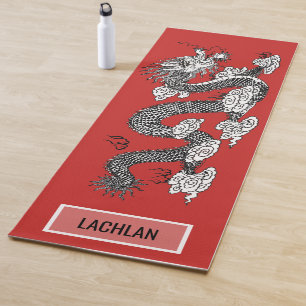 Chinesischer Drache auf rotem individuellem Namen Yogamatte