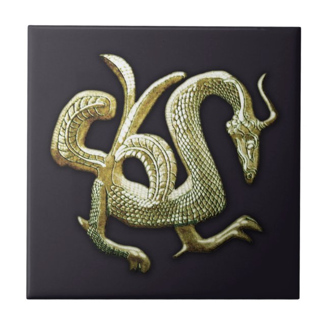 Chinesischer Drache aus alter Bronze Fliese (Vorderseite)