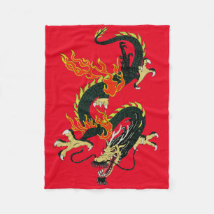 Chinesischer Drache Black Fleece Blanket