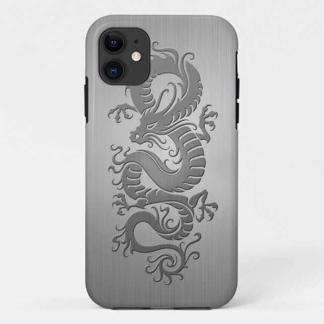 Chinesischer Drache, Edelstahl-Effekt Case-Mate iPhone Hülle (Rückseite)