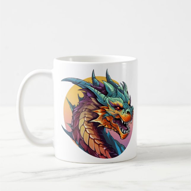 Chinesischer Drache farbiger Cartoon Kaffeetasse (Links)