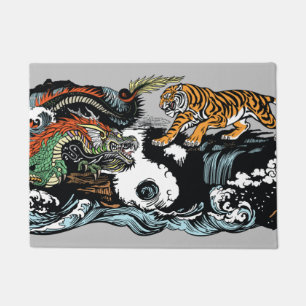 Chinesischer Drache gegen Tiger Fußmatte