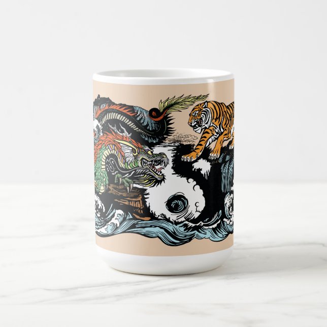 Chinesischer Drache gegen Tiger-Kaffee-Tasse Kaffeetasse (Mittel)