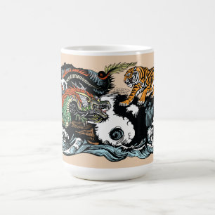 Chinesischer Drache gegen Tiger-Kaffee-Tasse Kaffeetasse