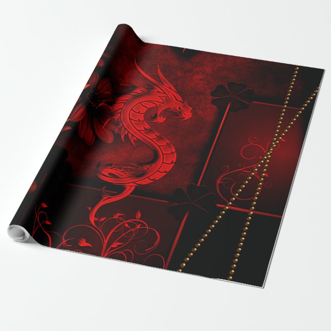 Chinesischer Drache Geschenkpapier (Ungerollt)