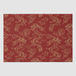 Chinesischer Drache Gold und Dunkelrot Seidenpapier
