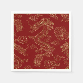 Chinesischer Drache Gold und Dunkelrot Serviette