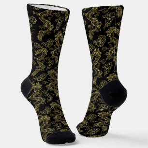 Chinesischer Drache Gold und Rot Socken