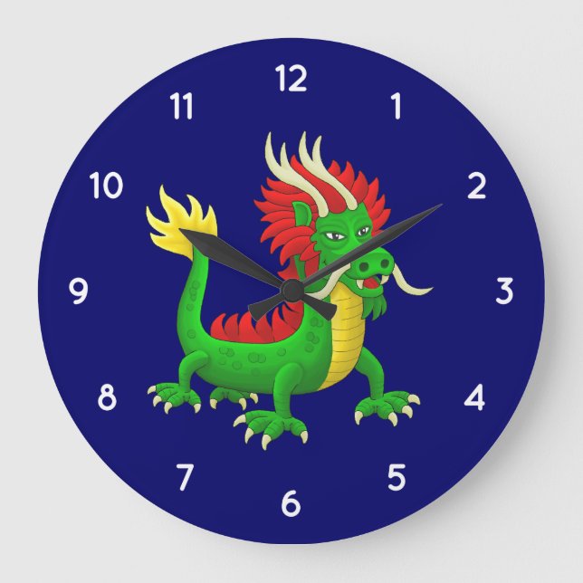 Chinesischer Drache Große Wanduhr (Vorderseite)