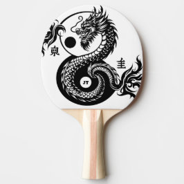 Chinesischer Drache in Schwarzweiß personalisiert Tischtennis Schläger