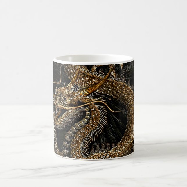Chinesischer Drache in strukturiertem Brown Kaffeetasse (Mittel)