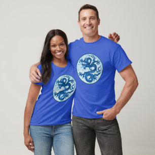 Chinesischer Drache, Indigoblau und Weißer T - Shi T-Shirt