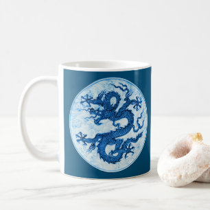 Chinesischer Drache, Indigoblau und Weißkaffee Tas Kaffeetasse