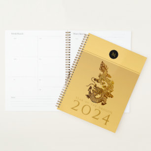 Chinesischer Drache Jahr 2024 Elegantes Monogramm  Planer