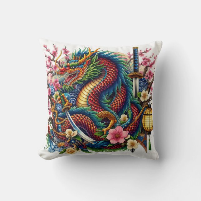 chinesischer Drache Kissen (Vorderseite)