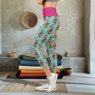 Chinesischer Drache Lotus Cherry Blüten Capri Leggings