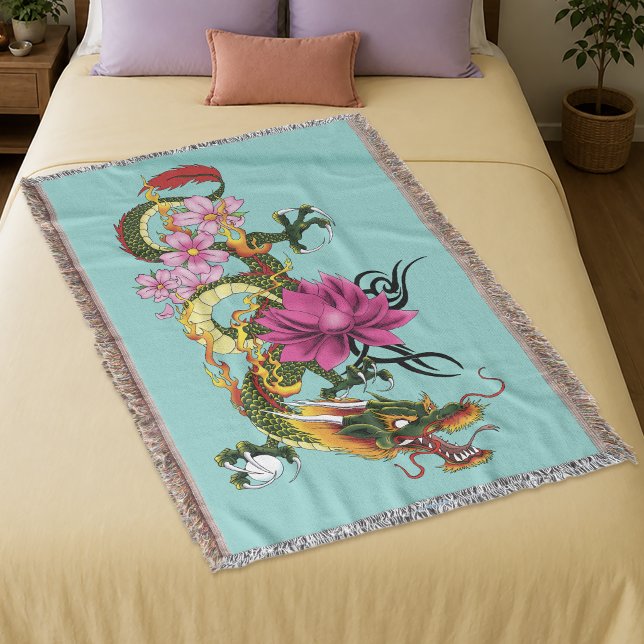 Chinesischer Drache Lotus Cherry Blüten Decke (Von Creator hochgeladen)