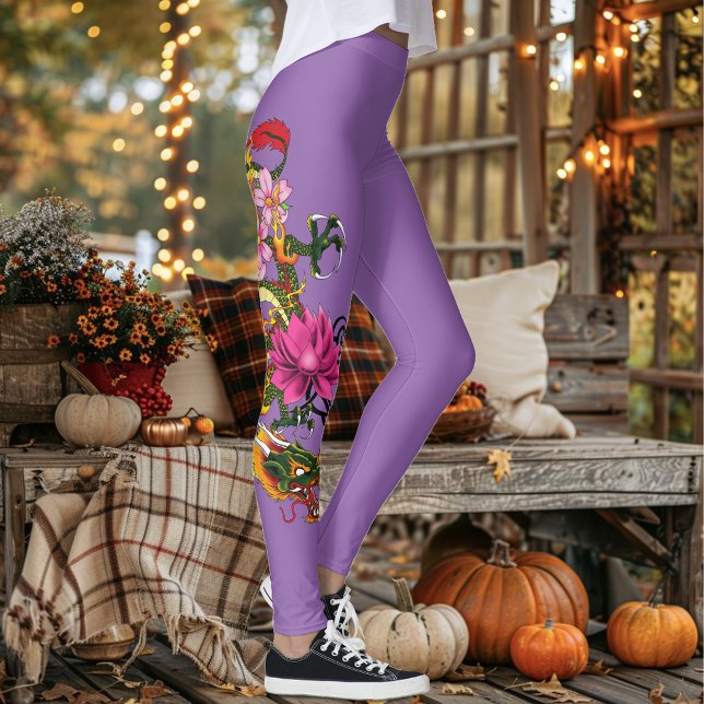Chinesischer Drache Lotus Cherry Blüten Leggings (Von Creator hochgeladen)