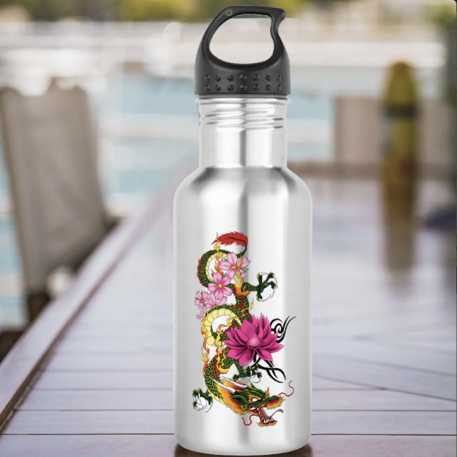 Chinesischer Drache Lotus Cherry Blüten Trinkflasche (Von Creator hochgeladen)