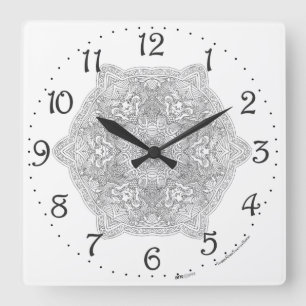 Chinesischer Drache Mandala Quadratische Wanduhr
