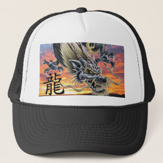 Chinesischer Drache mit Kanji-Baseball-Hut - Maßge Truckerkappe